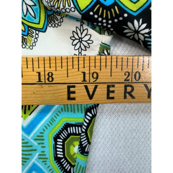 Maggy London Womens Geo Midi Shift Dress Size 12 Green Blue 3/4 Sleeve Work Boho - Picture 8 of 12